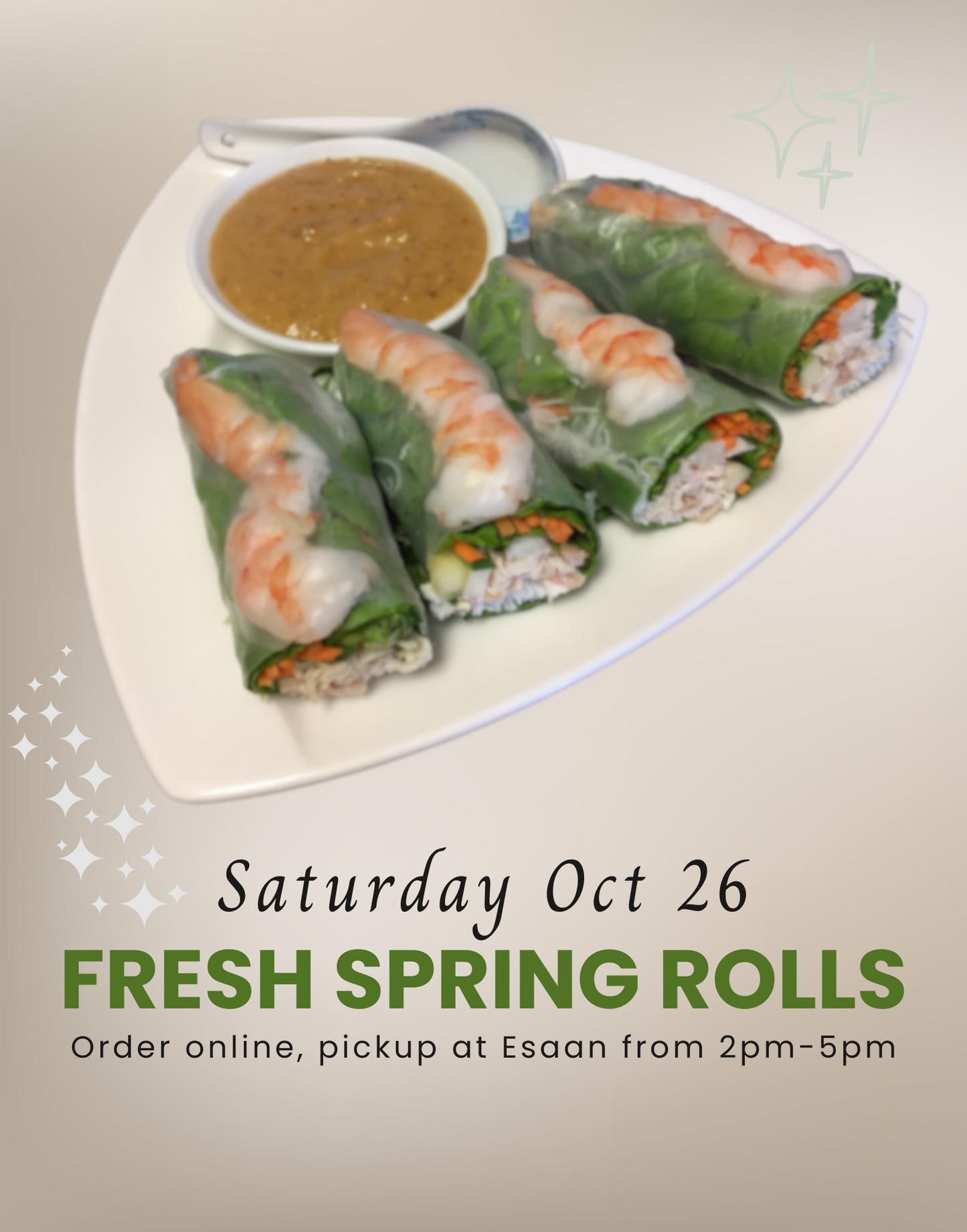 Fresh Spring Rolls - Saturday October 26, 2pm-5pm pickup